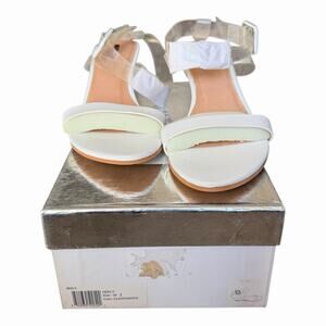 Matiko Heely White Clear Vinyl Wedge Sandals Ankle Strap NIB Women’s Size 39